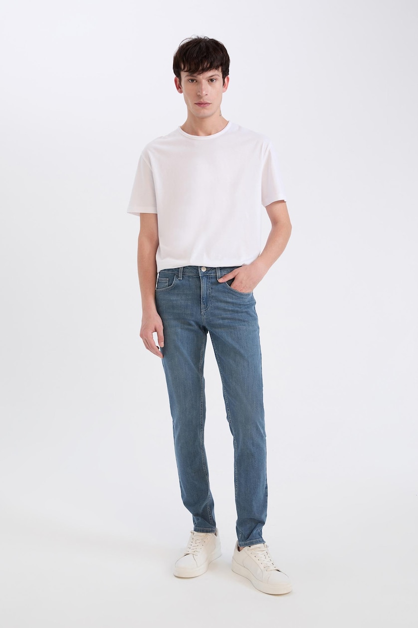 Erkek Mavi Gri Carlo Skinny Fıt Jean