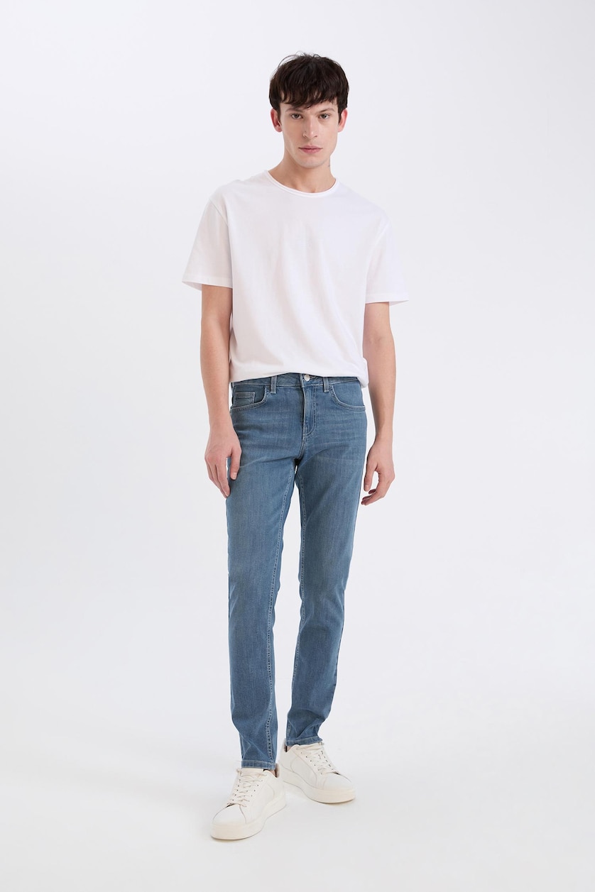 Erkek Mavi Gri Carlo Skinny Fıt Jean