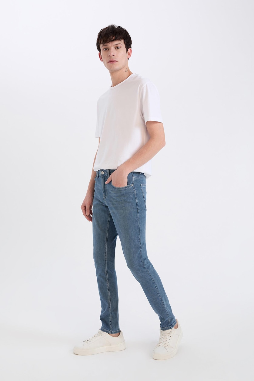 Erkek Mavi Gri Carlo Skinny Fıt Jean