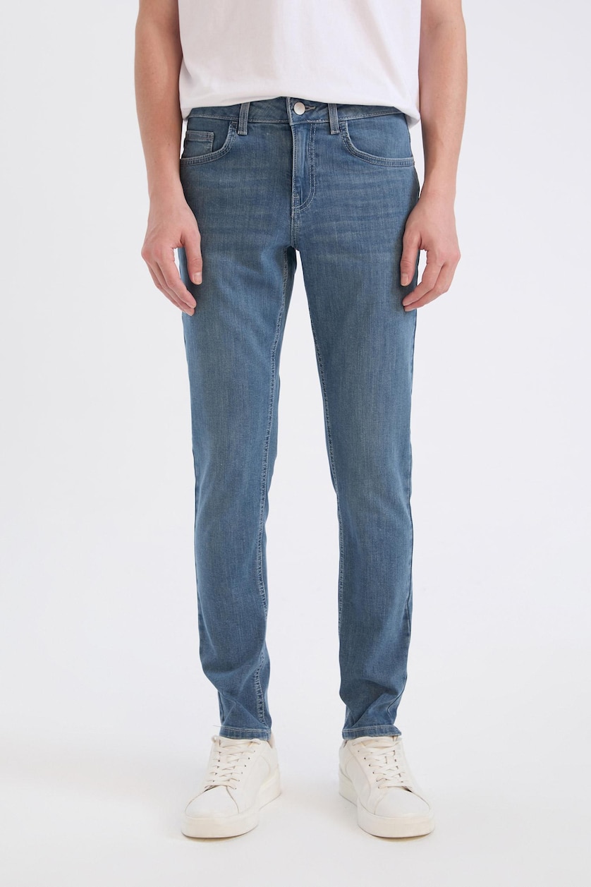 Erkek Mavi Gri Carlo Skinny Fıt Jean