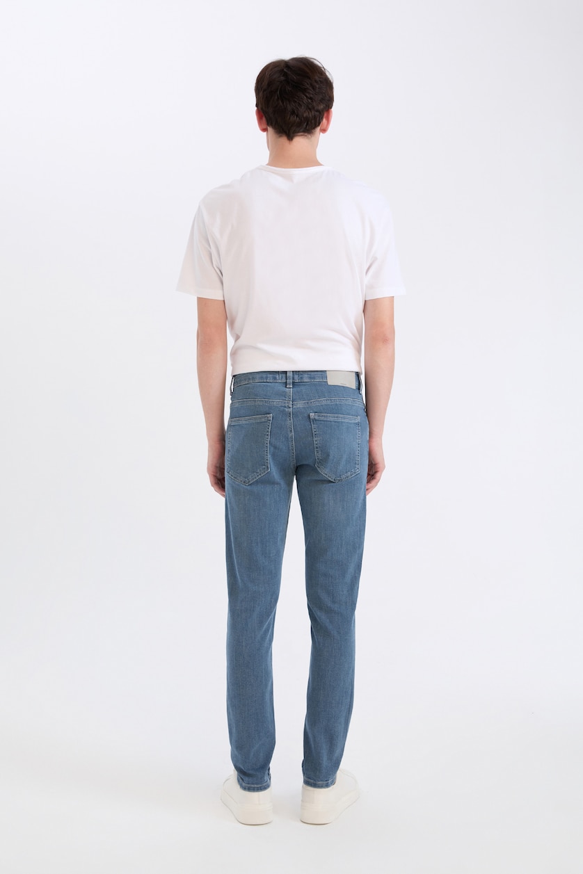 Erkek Mavi Gri Carlo Skinny Fıt Jean