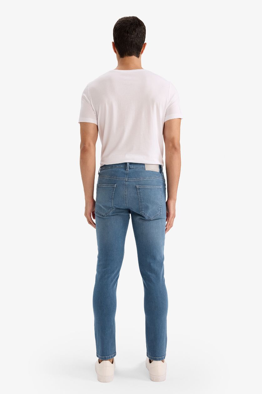 Erkek Mavi Gri Carlo Skinny Fit Jean Pantolon