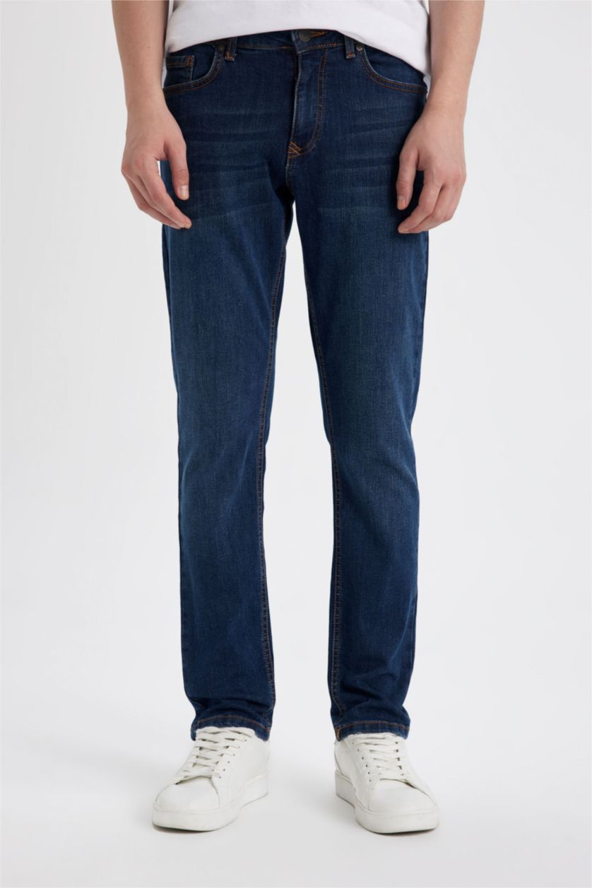 MAN Dark Blue Carlo Skinny Fit Trousers