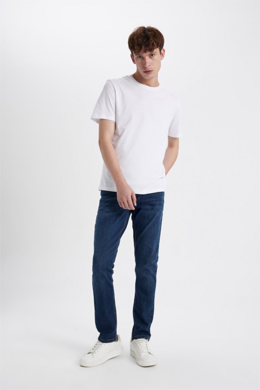 MAN Dark Blue Carlo Skinny Fit Trousers
