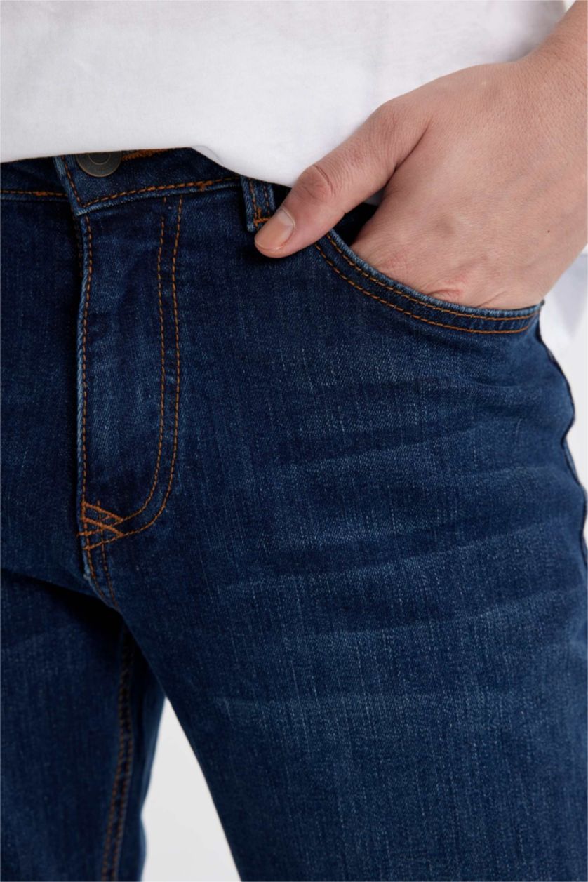 MAN Dark Blue Carlo Skinny Fit Trousers