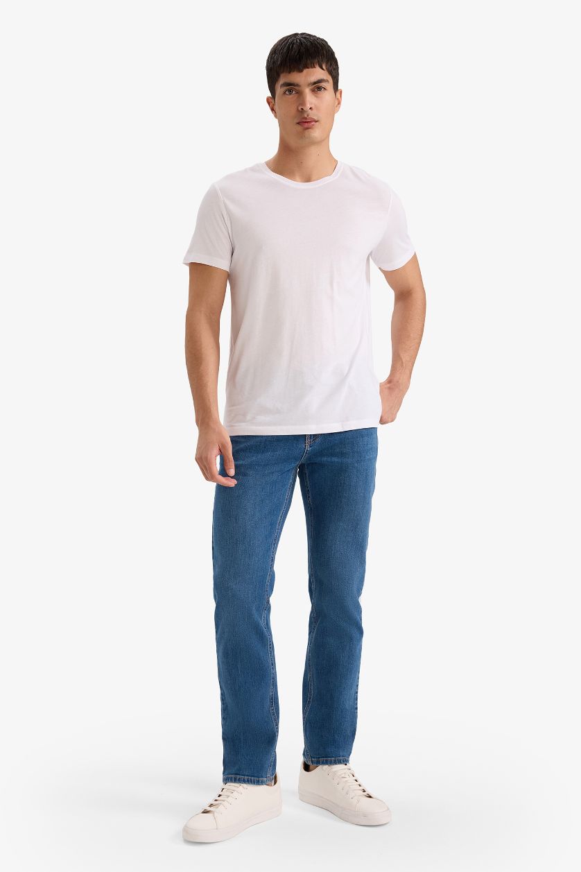 Erkek Mavi Sergio Regular Fit Normal Bel Boru Paça Jean Pantolon