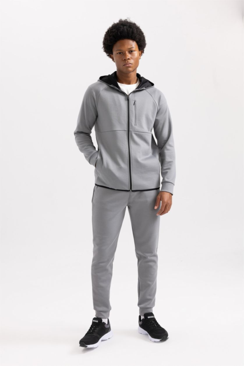 MAN Grey Slim Fit Scuba Fabric Cardigan