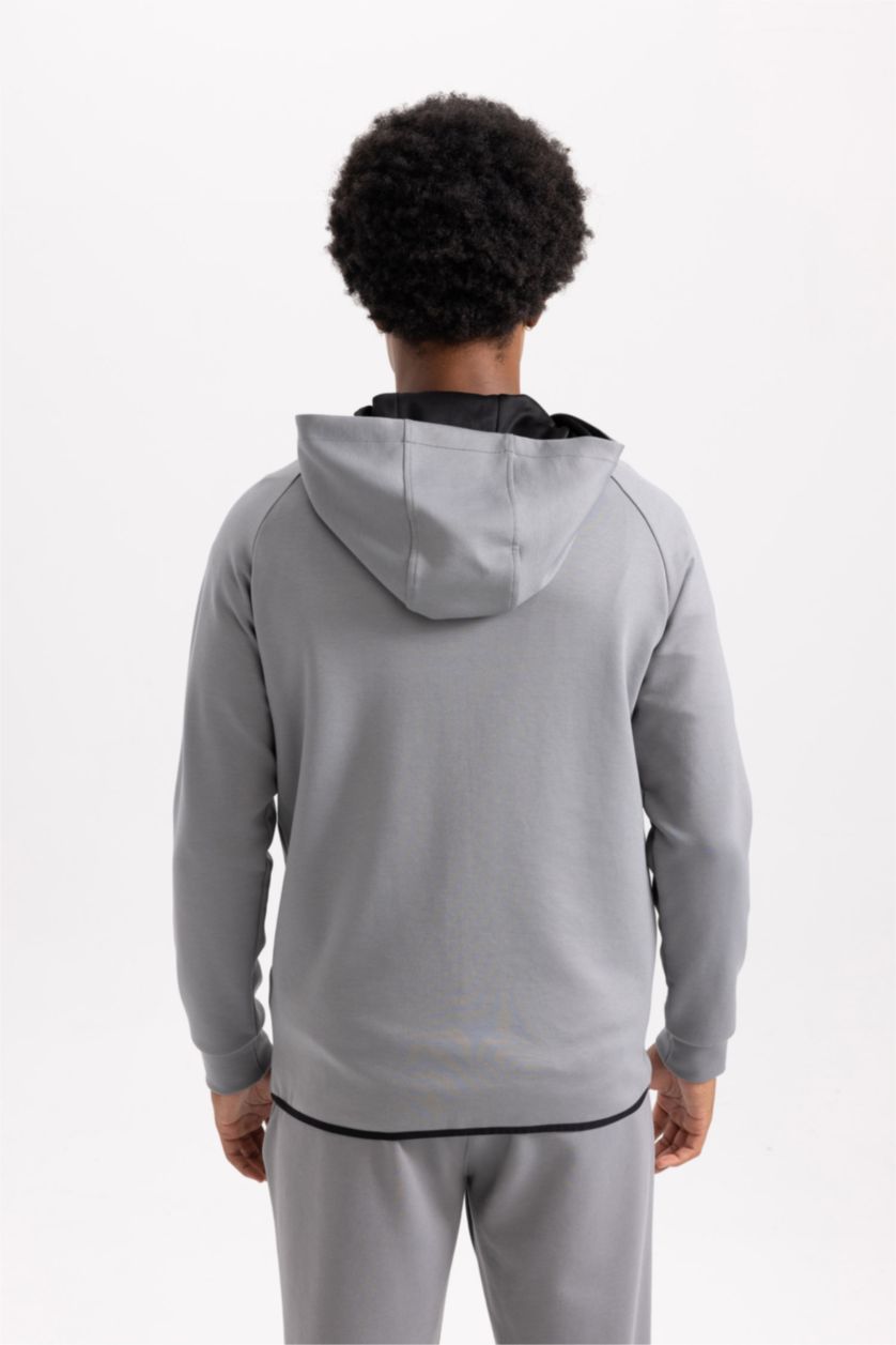 MAN Grey Slim Fit Scuba Fabric Cardigan