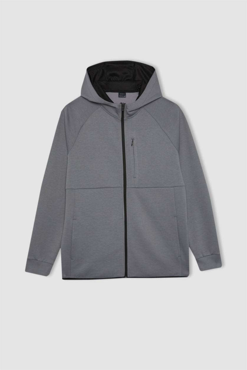 MAN Grey Slim Fit Scuba Fabric Cardigan