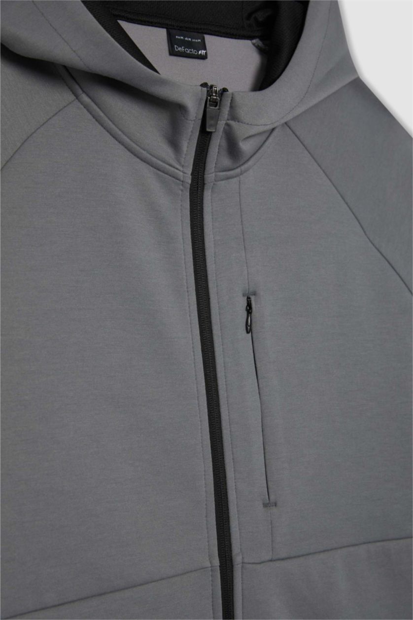 MAN Grey Slim Fit Scuba Fabric Cardigan