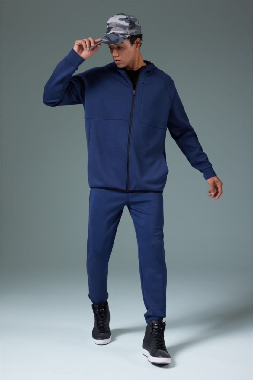 MAN NAVY Slim Fit Scuba Fabric Cardigan