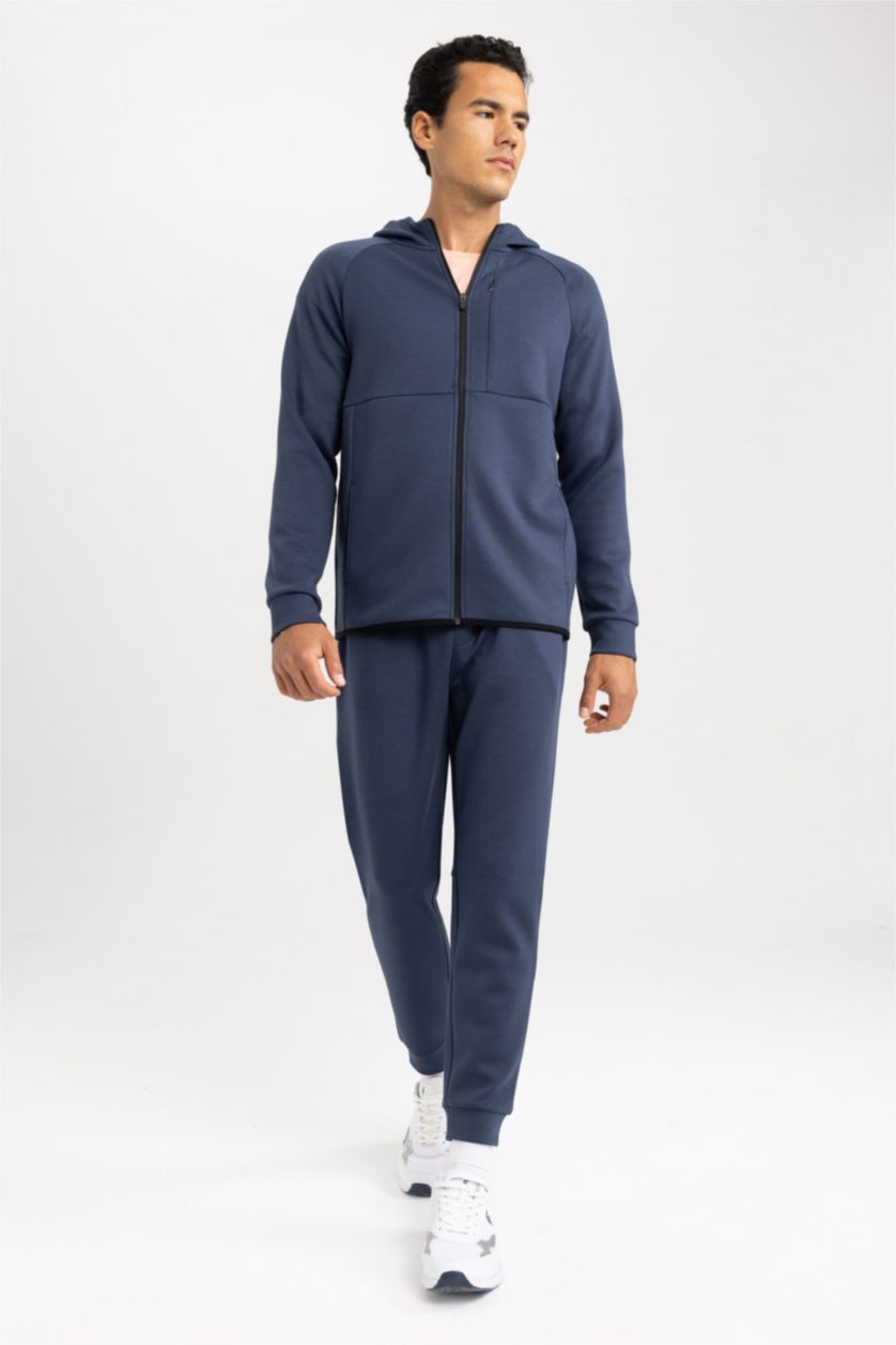 MAN NAVY Slim Fit Scuba Fabric Cardigan