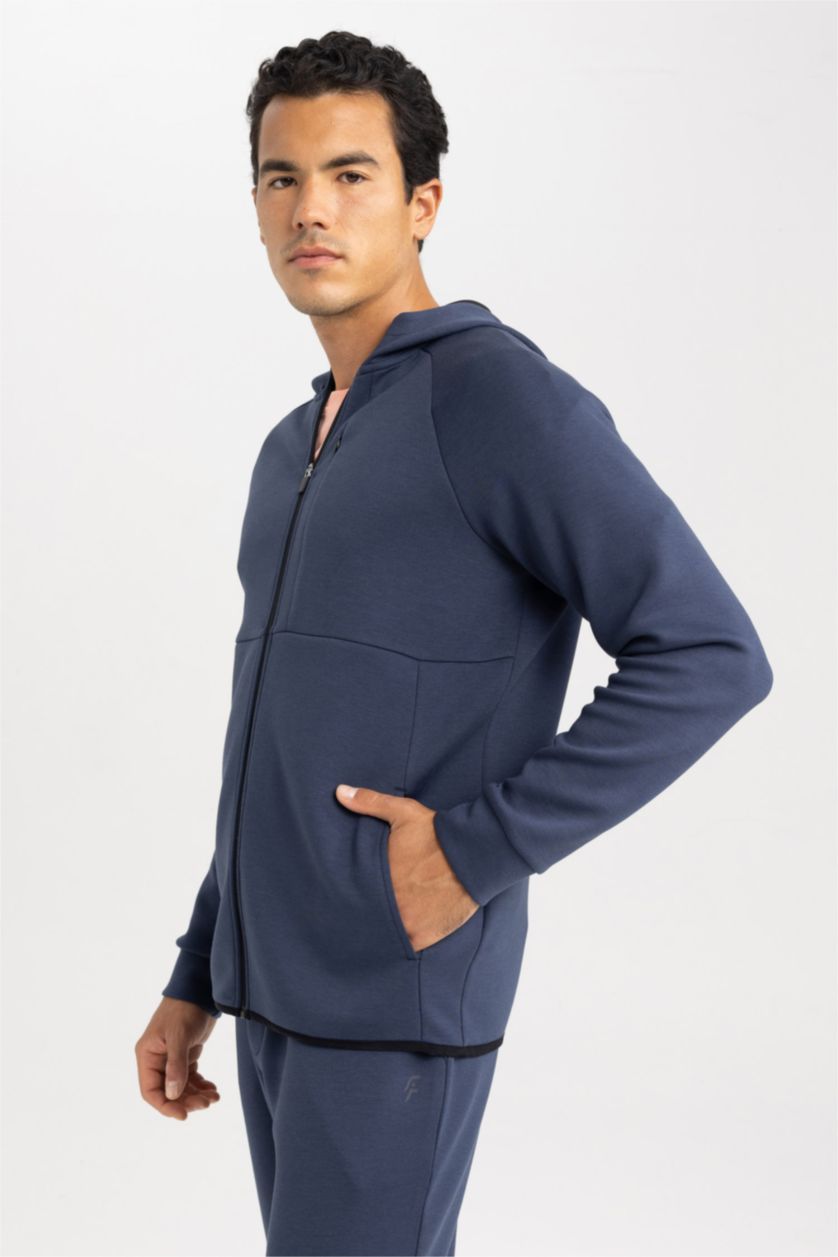 MAN NAVY Slim Fit Scuba Fabric Cardigan