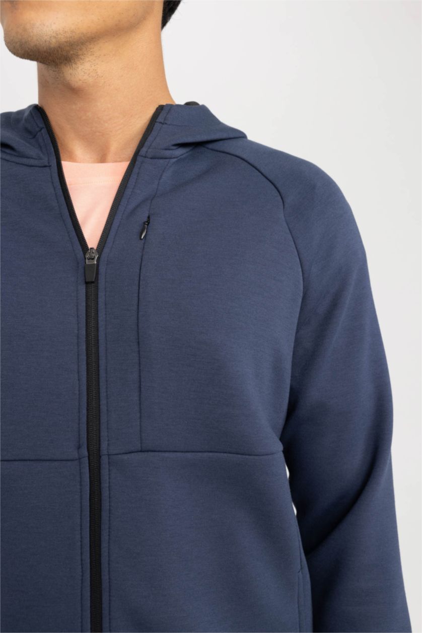 MAN NAVY Slim Fit Scuba Fabric Cardigan
