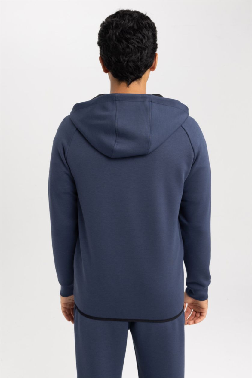 MAN NAVY Slim Fit Scuba Fabric Cardigan