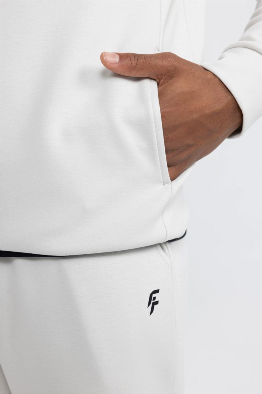 MAN Stone DeFactoFit Slim Fit Hooded Scuba Diver Fabric Zippered Sweatshirt