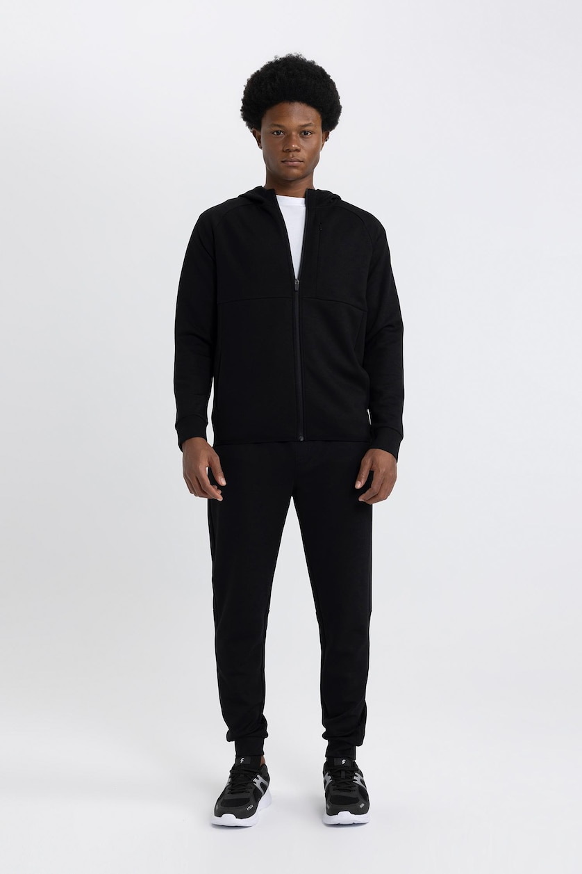 Men Black Slim Fit Scuba Fabric Cardigan