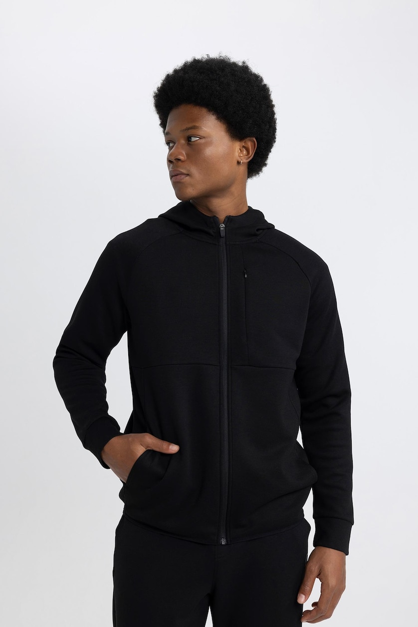 Men Black Slim Fit Scuba Fabric Cardigan