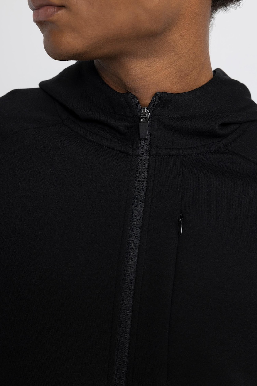 Men Black Slim Fit Scuba Fabric Cardigan