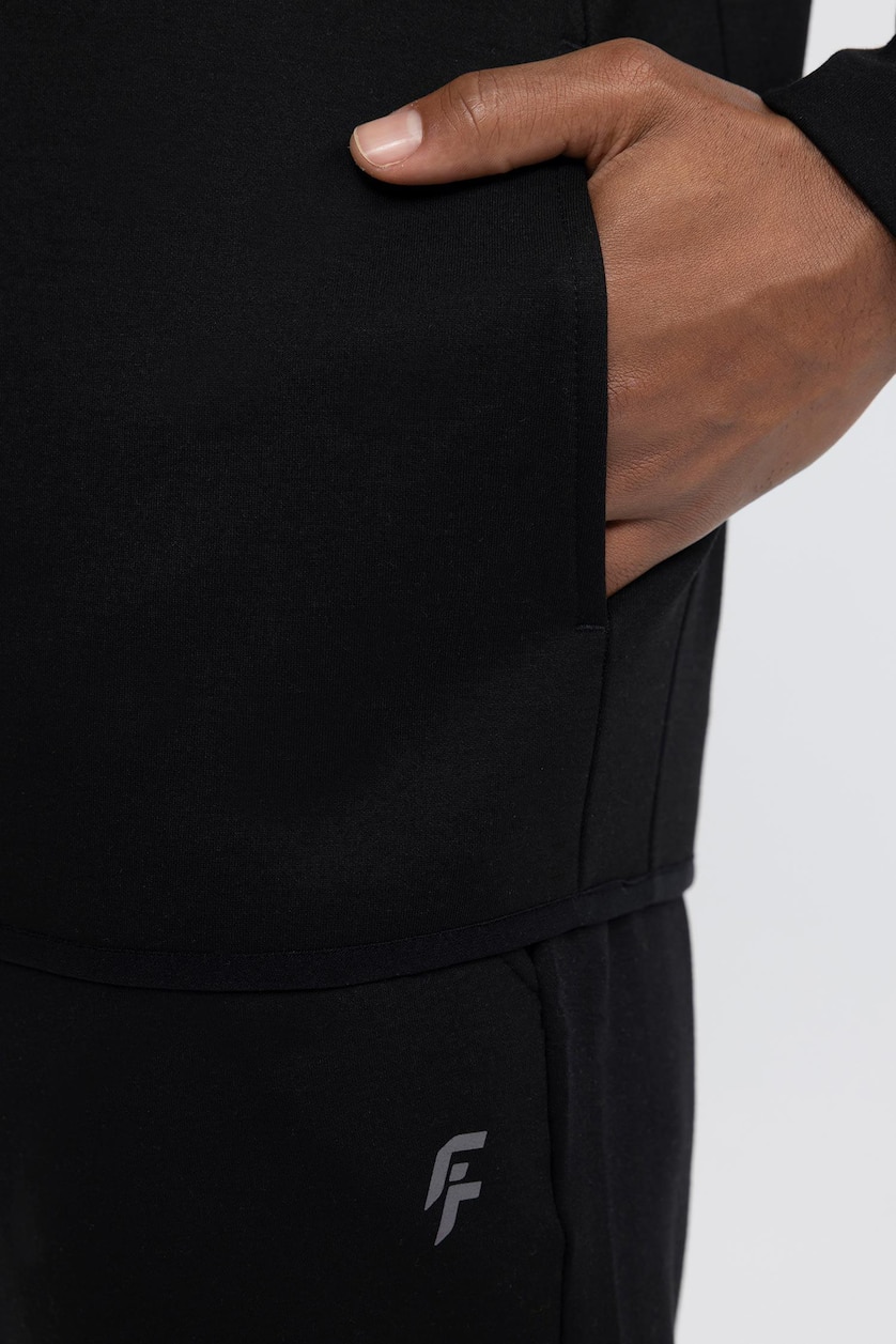 Men Black Slim Fit Scuba Fabric Cardigan
