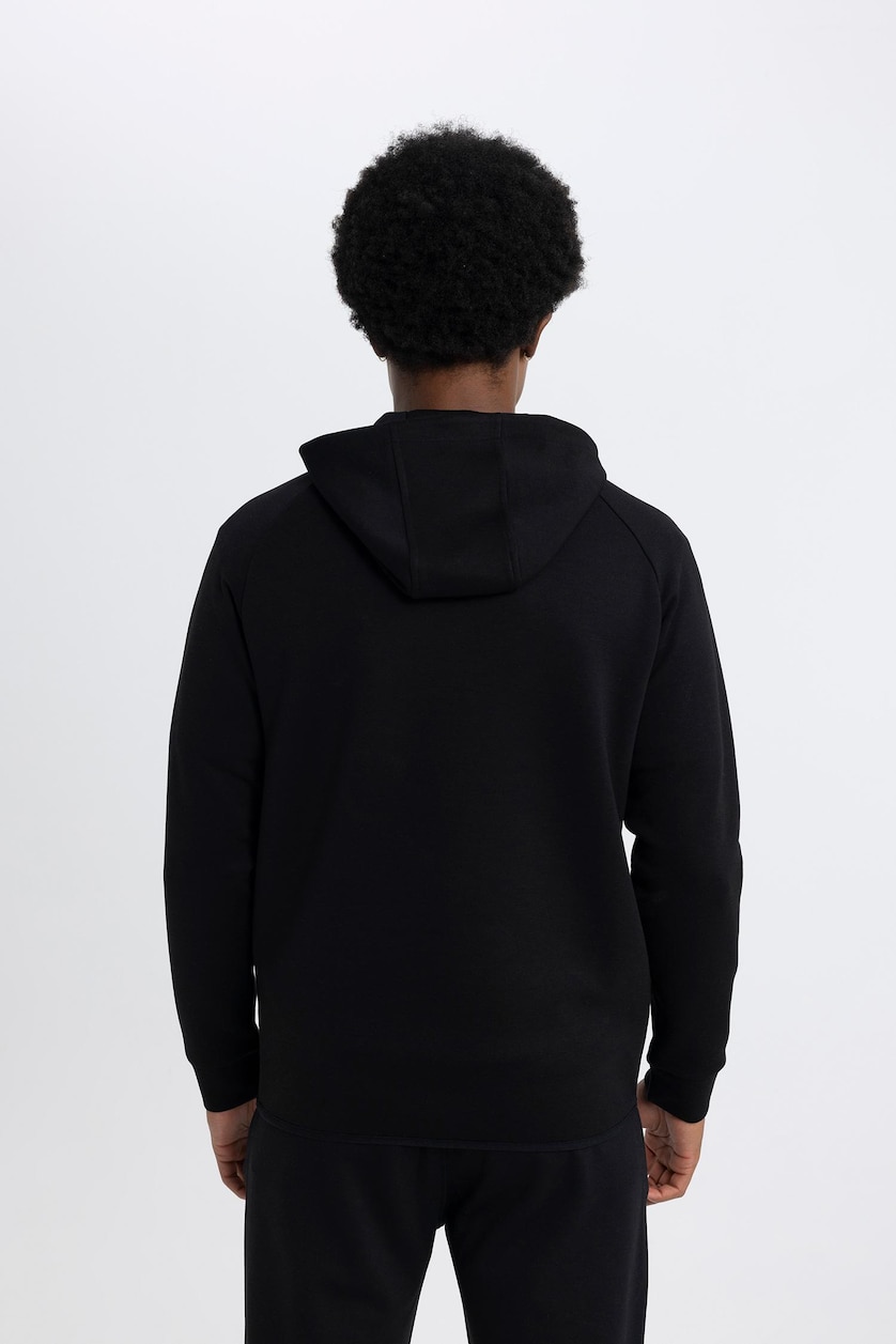 Men Black Slim Fit Scuba Fabric Cardigan