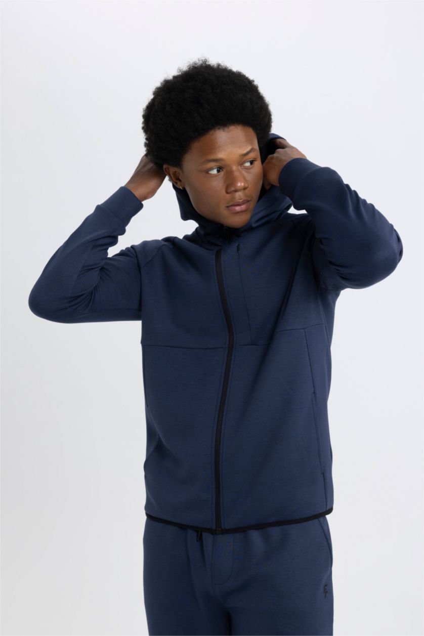 MAN NAVY DeFactoFit Slim Fit Scuba Fabric Zippered Sweatshirt