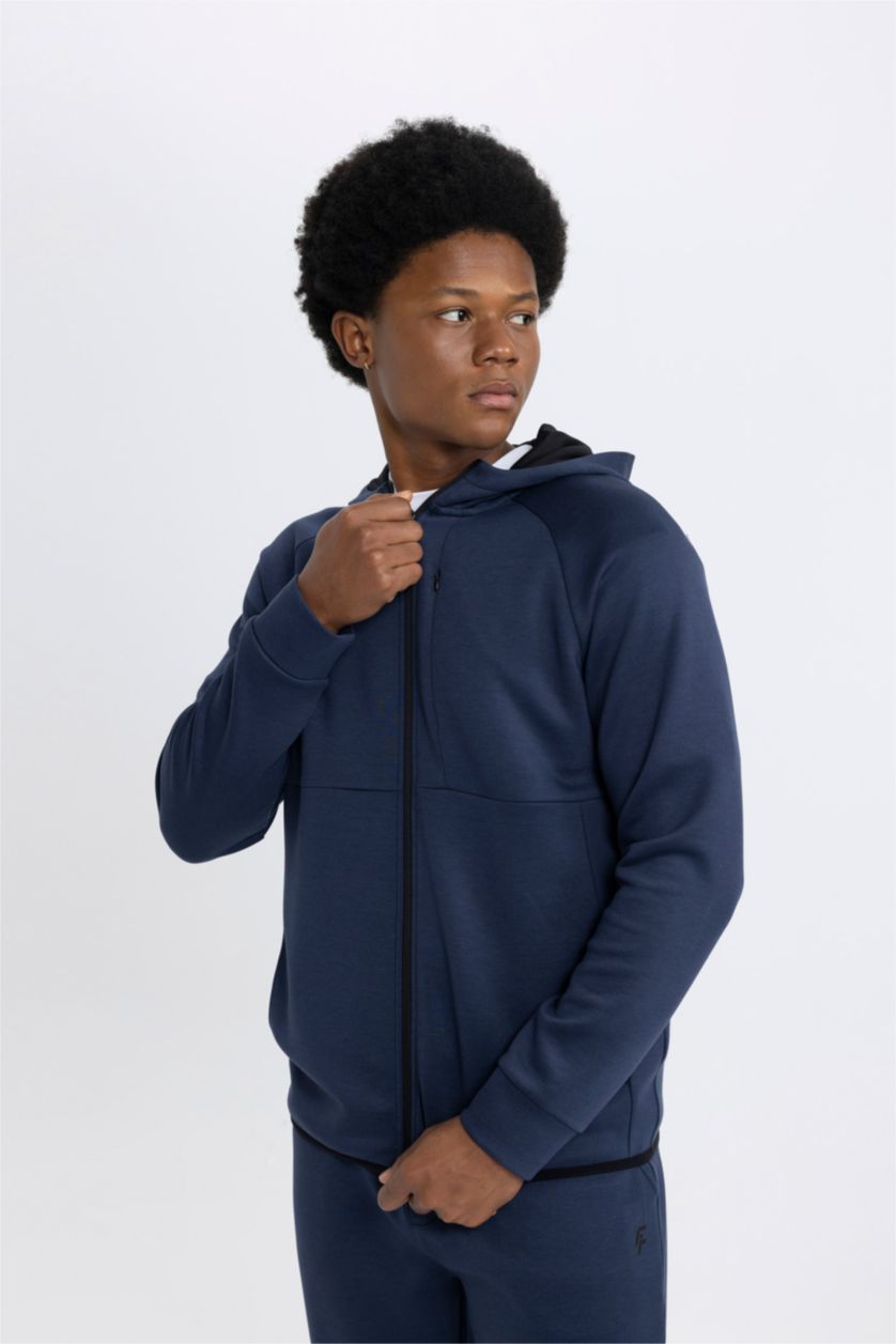 MAN NAVY DeFactoFit Slim Fit Scuba Fabric Zippered Sweatshirt