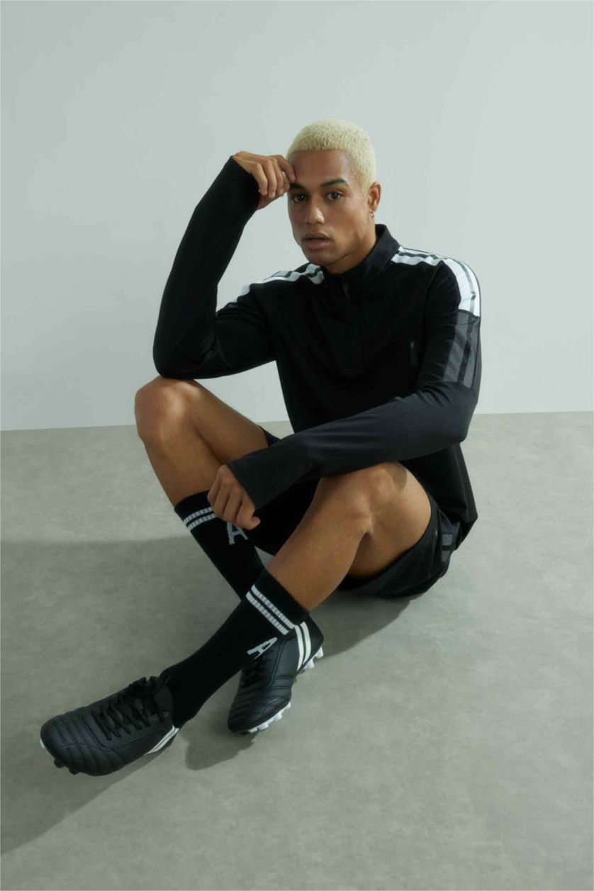 Man Black DeFactoFit Slim Fit Scuba Fabric Sports Sweatshirt