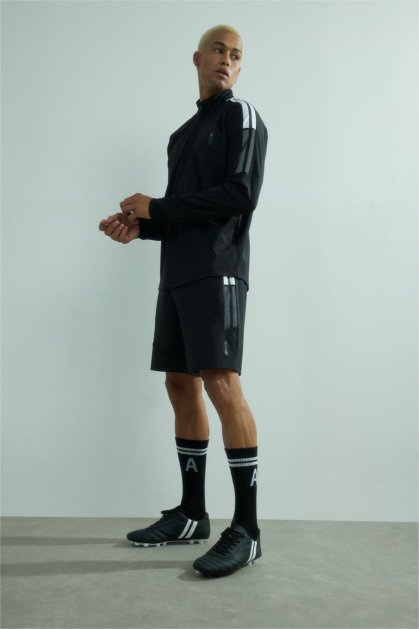 Man Black DeFactoFit Slim Fit Scuba Fabric Sports Sweatshirt