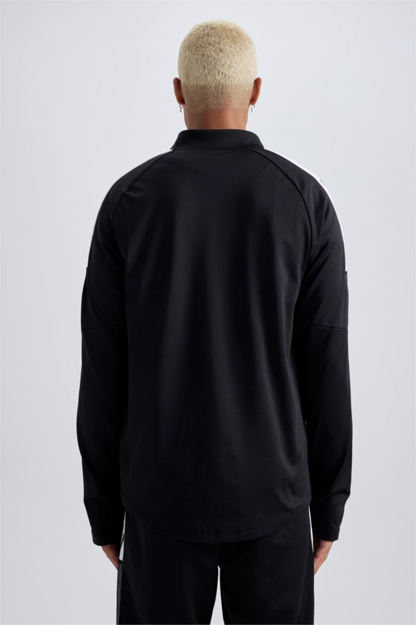 Man Black DeFactoFit Slim Fit Scuba Fabric Sports Sweatshirt