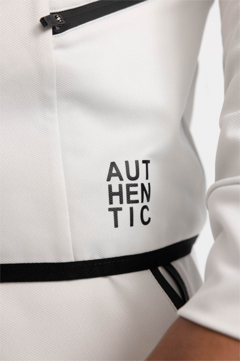 HOMME Gris Clair Sweat-shirt Coupe Slim Col Raide imprimé Manche Longue