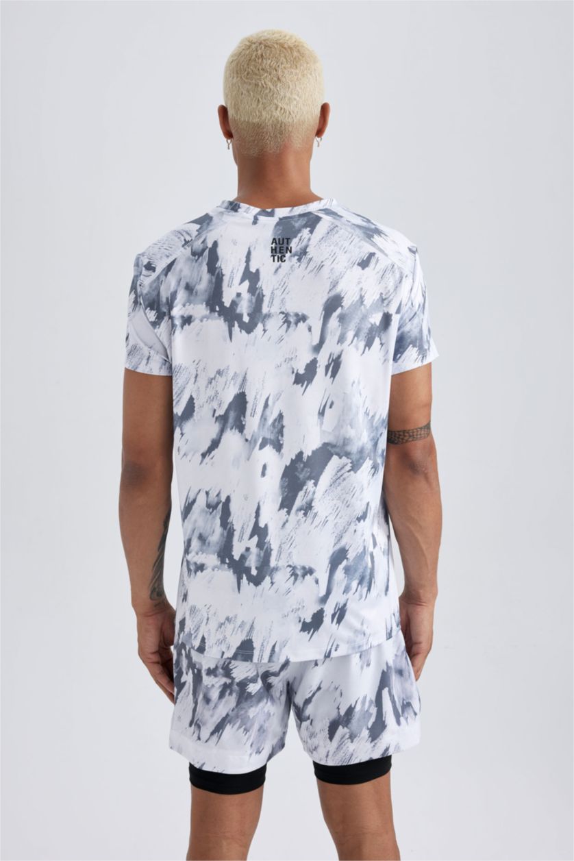 Мужчины Светло-серый Футболка приталенного кроя с принтом, DeFactoFit