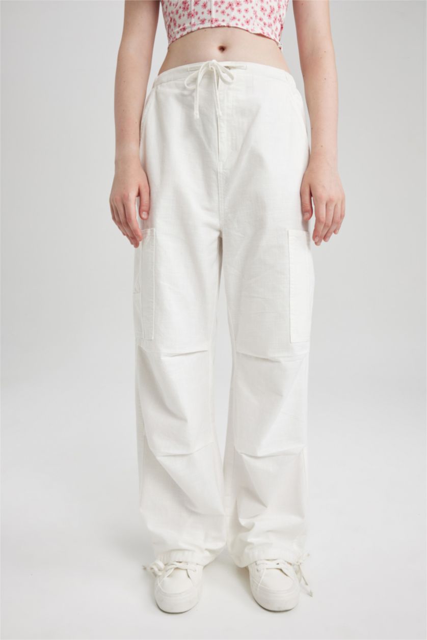 Woman White Parachute Trousers