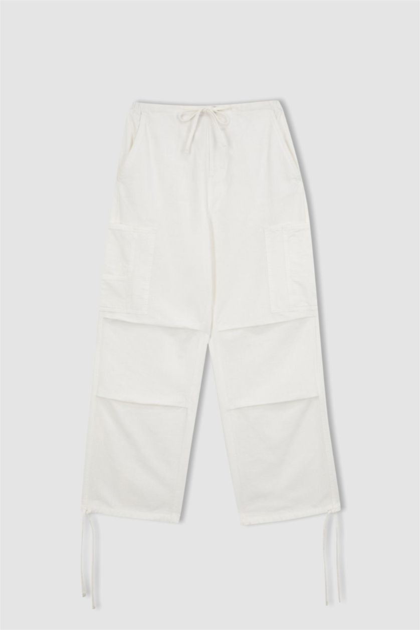 Woman White Parachute Trousers
