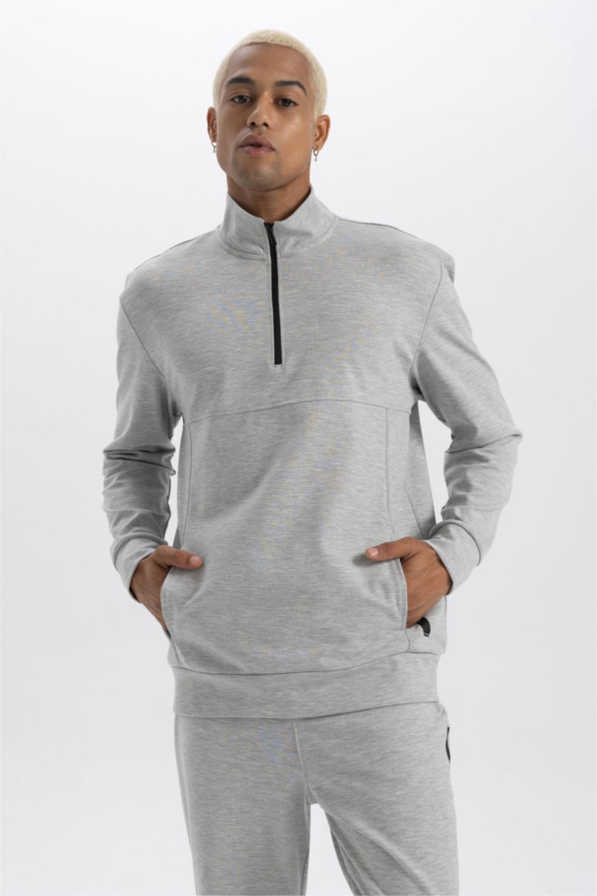 MAN Grey Melange Standard Fit Sweatshirt