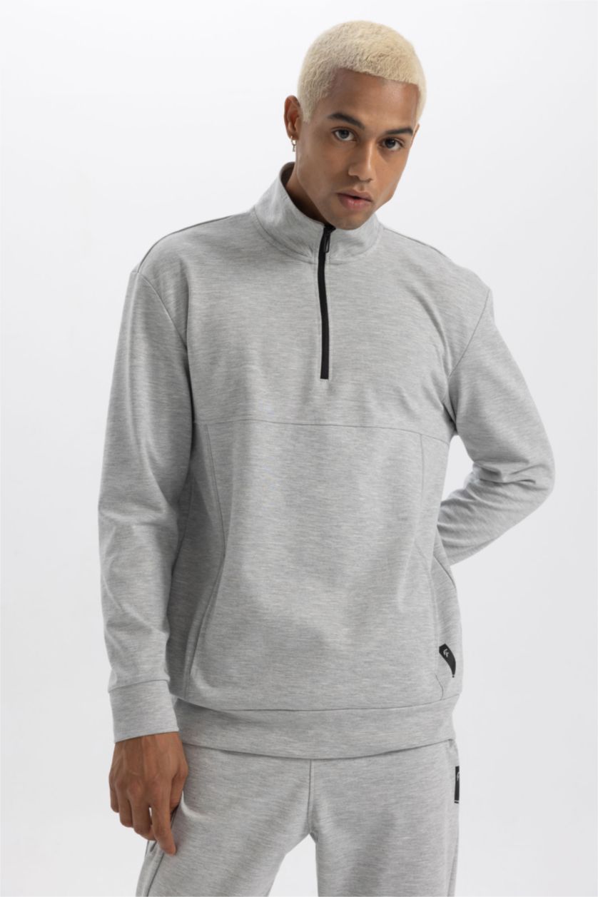 MAN Grey Melange Standard Fit Sweatshirt