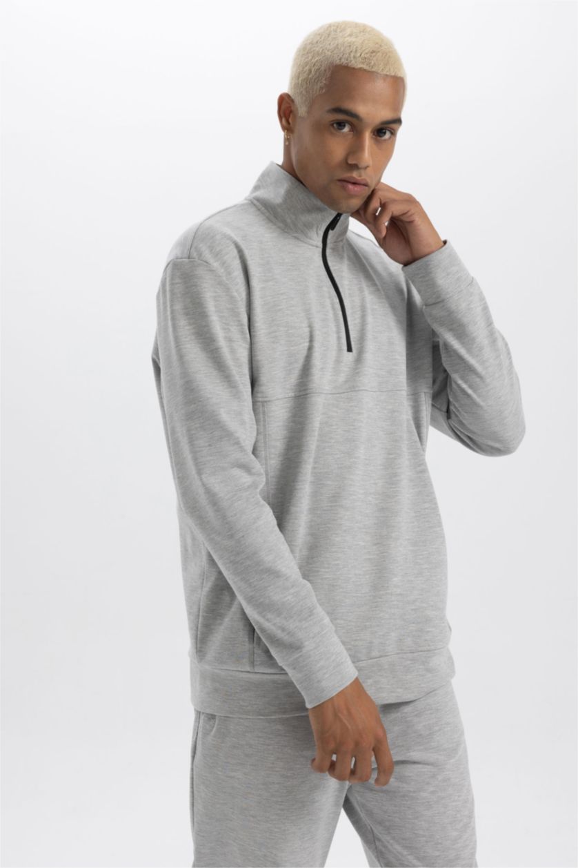 MAN Grey Melange Standard Fit Sweatshirt