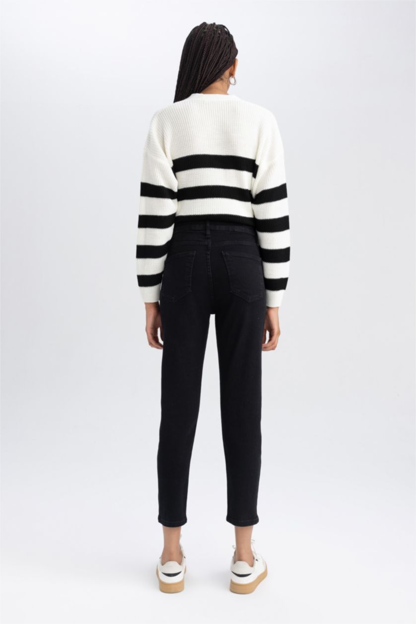 حريمي أسود بنطلون جينز قصة مريحة