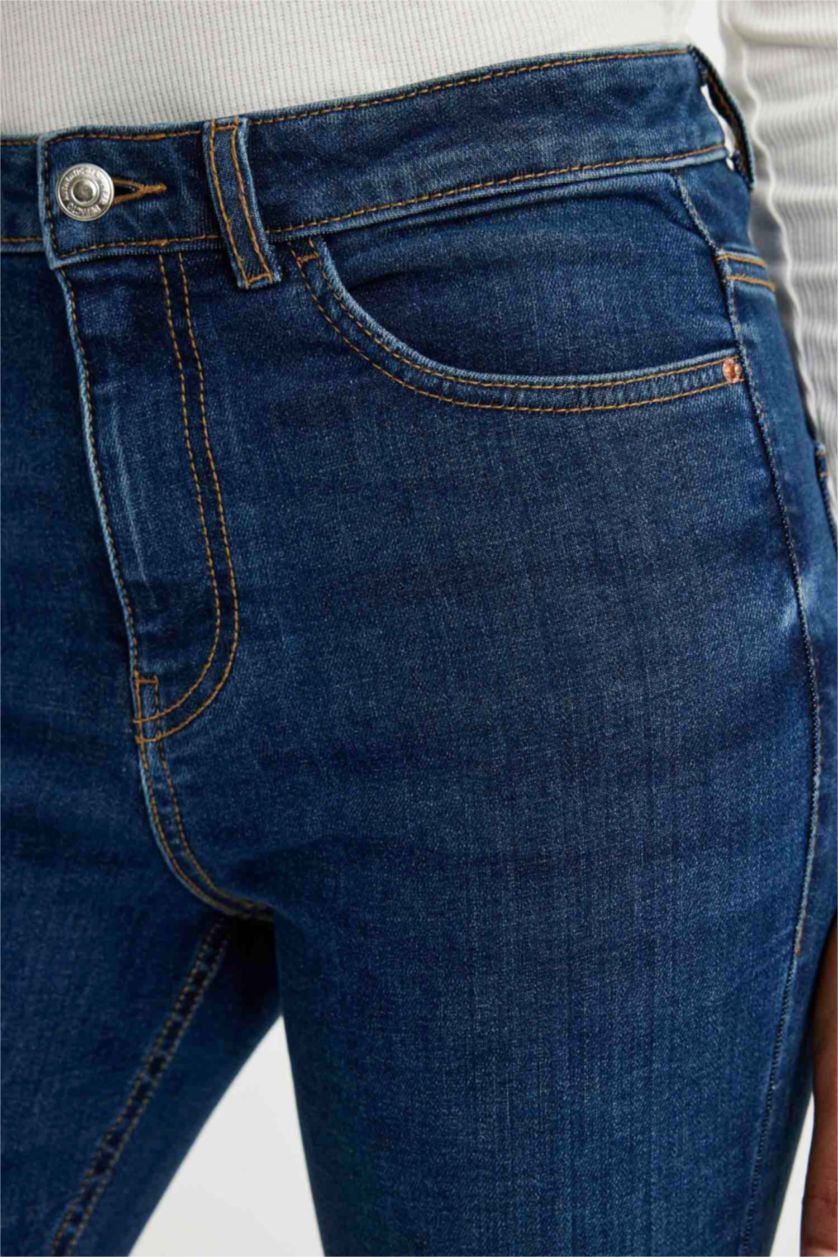 نساء أزرق غامق بنطلون جينز سكيني فيت وخصر عالي