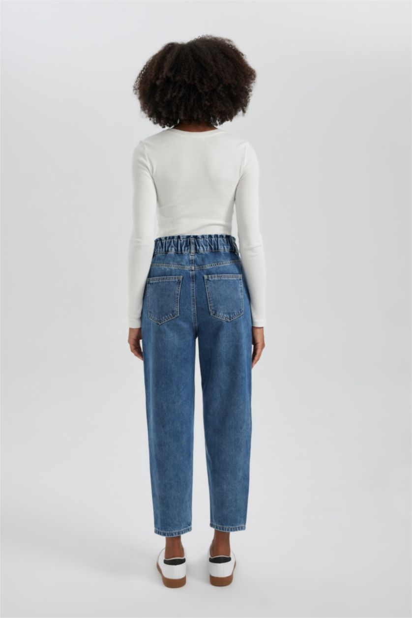 FEMME Bleu High Waist Paperbag Fit Trousers