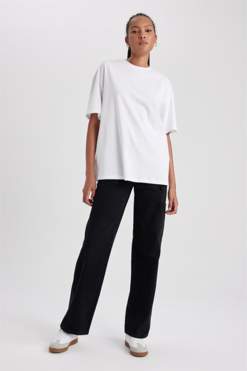 نساء أسود بنطلون جينز قطن