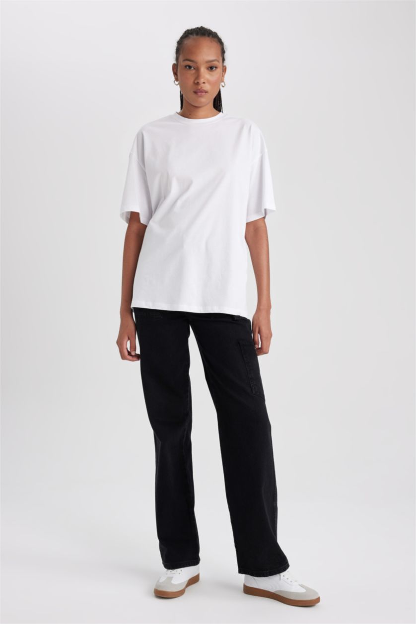 نساء أسود بنطلون جينز قطن