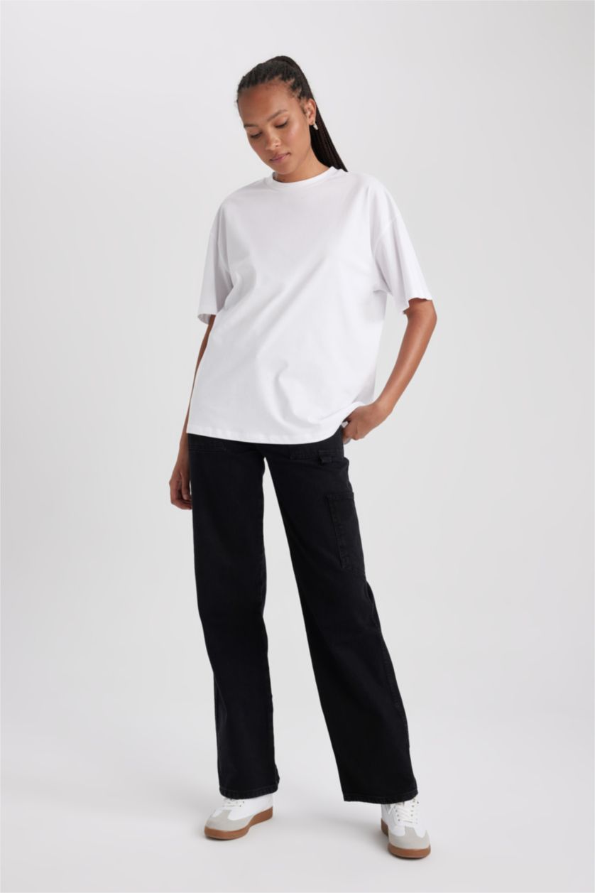 نساء أسود بنطلون جينز قطن