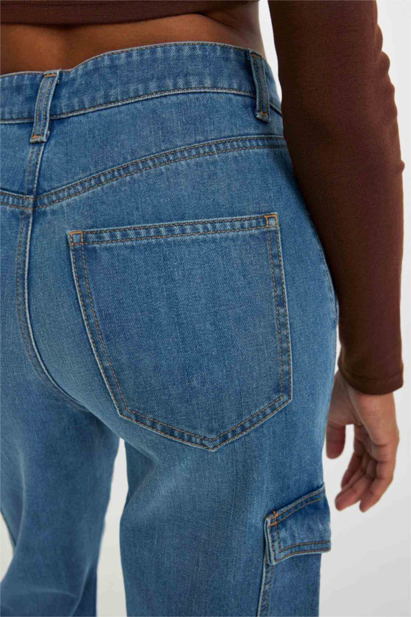 نساء أزرق بنطلون جينز قطن طول الكاحل