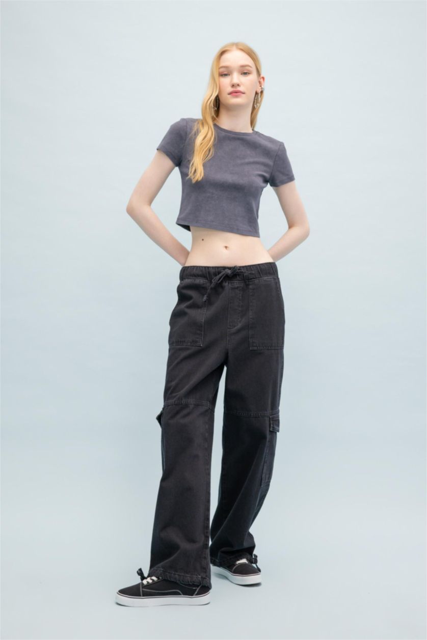 Женщины Черный Брюки джоггеры из 100% хлопка