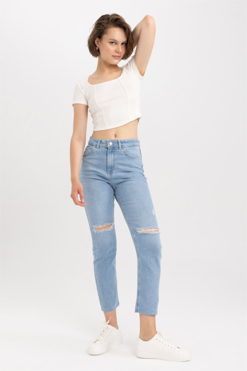 FEMME Indigo Clair Pantalon Denim