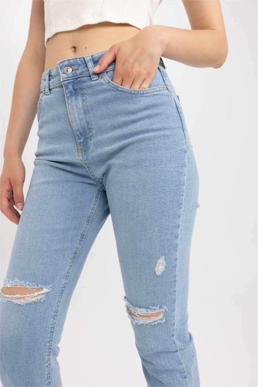 FEMME Indigo Clair Pantalon Denim