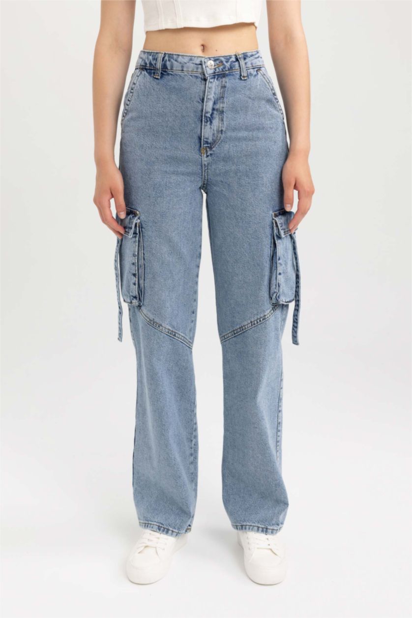 نساء أزرق بنطلون جينز قطن