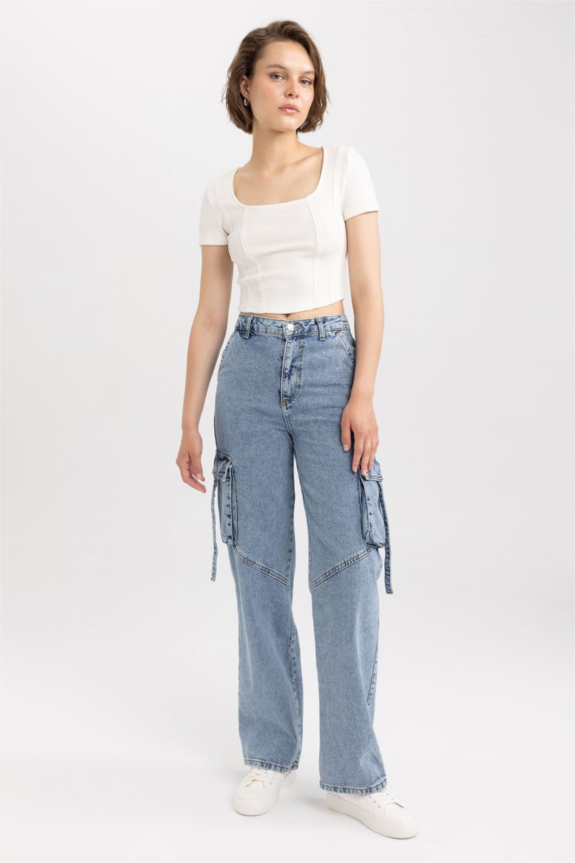 نساء أزرق بنطلون جينز قطن