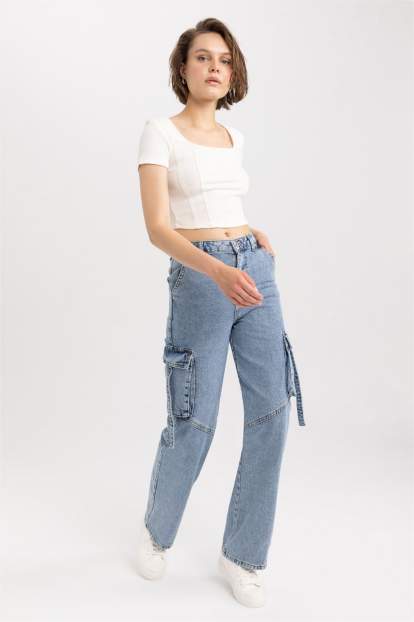 نساء أزرق بنطلون جينز قطن